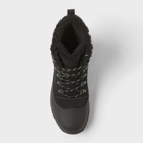 New Black Faux Fur Lined Winter Boots - Picture 10 of 10